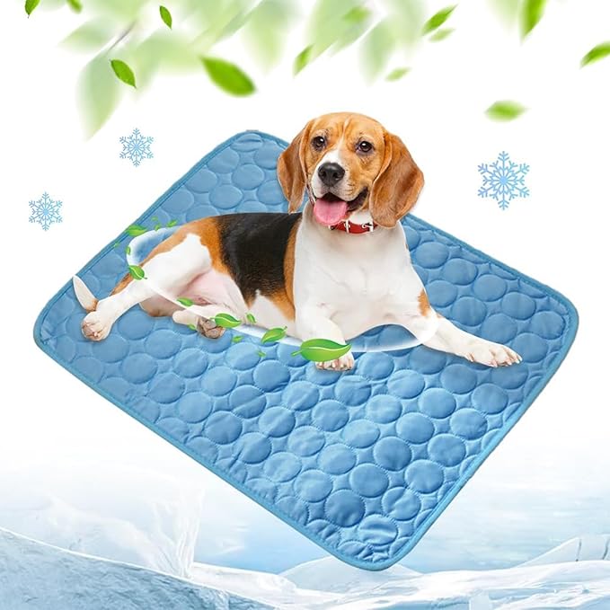 Dog Cooling Mat, Pet Cooling Mats, Summer Cool Pads Pet Mat Outdoor for Dogs & Cats, Machine Washable (Blue, L: 70×55 cm |...