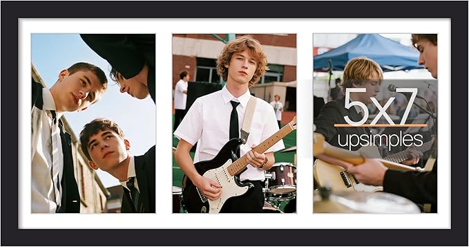 upsimples 8x16 Collage Picture Frame, Display Pictures 3 5x7 with Mat or 8x16 Without Mat, Wall Hanging 3 5x7 Picture Fram...