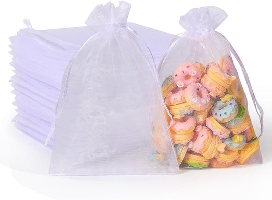 Hopttreely 100pcs Organza Bags, White 4x6(10X15CM) Satin Drawstring Organza Pouch Wedding Party Favor Gift Bag Jewelry Wat...