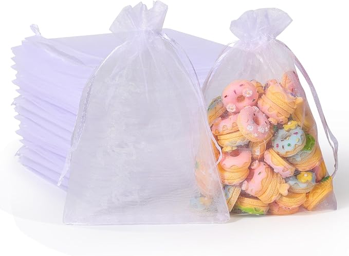 Hopttreely 100pcs Organza Bags, White 4x6(10X15CM) Satin Drawstring Organza Pouch Wedding Party Favor Gift Bag Jewelry Wat...