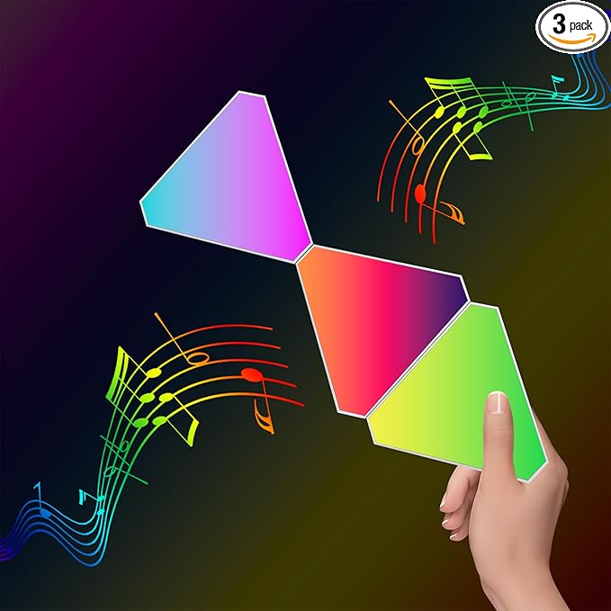 EXQSERAMC Smart RGB Modular Hex Light Panels LED Splicing Hexagon Bright Mood Wall Lamp Music Sync Creative DIY Geometric ...
