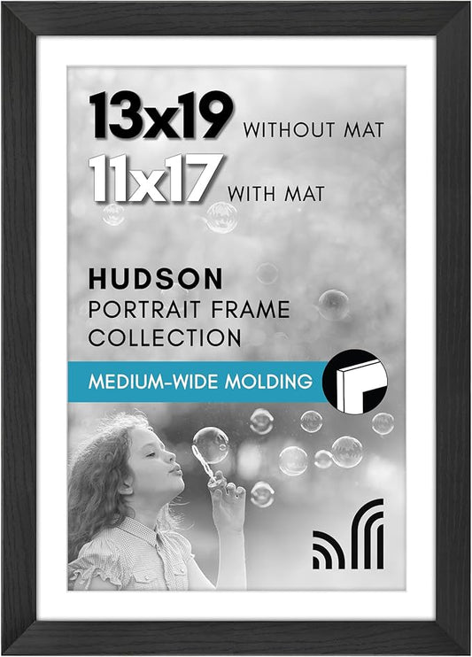 Americanflat 13x19 Picture Frame with Shatter-Resistant Glass - Use as 11x17 Frame with Mat or Display 13x19 Photo Without...