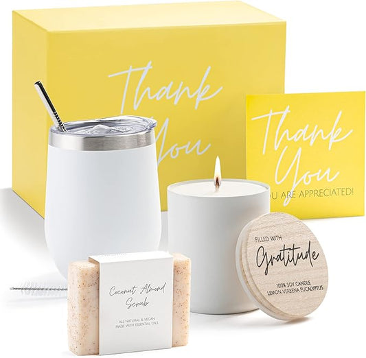 Boxzie Thank You Gifts for Women, Appreciation Gift Box Set, Gratitude Candle Basket - Thoughtful Boxes for Employee, Bos...