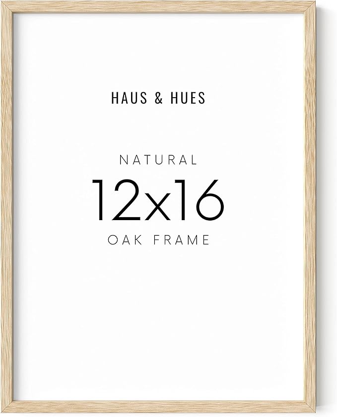 HAUS AND HUES Beige Oak Wood 12x16 Picture Frame - Modern Wood Wall Art Display - Lightweight 12x16 Frame for Art Prints, ...