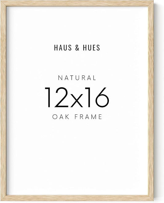 HAUS AND HUES Beige Oak Wood 12x16 Picture Frame - Modern Wood Wall Art Display - Lightweight 12x16 Frame for Art Prints, ...