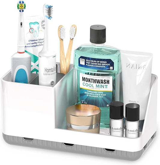 Homtalker Toothbrush Holders for Bathroom Counter - Detachable Bathroom Organizer and Storage Electric Toothbrush and Toot...