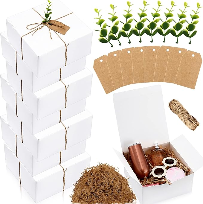 Crtiin 8 Pack Gift Boxes Set 8 x 8 x 4 Inch White Paper Bridesmaid Proposal Gifts Box with Lids for Presents Wedding Brida...