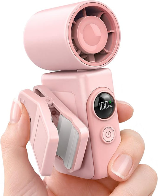 Hotsales Clip-On Portable Fan, 13500 RPM Rechargeable Handheld Mini Fan with LED Display, 360° Rotating Detachable Clip, S...