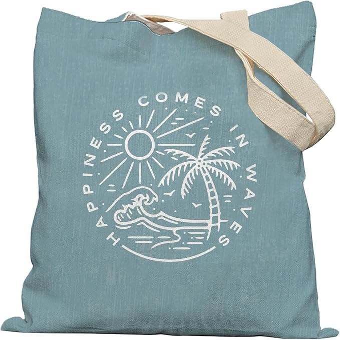 Lacosu Coastal Canvas Tote Bags for Women - Beach Vacation Gifts, Reusable Grocery & Shopping Bags