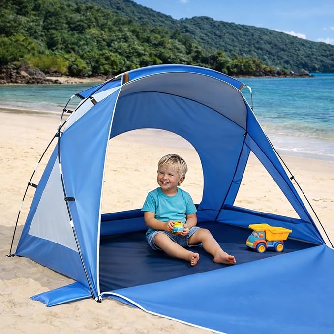 Beach Tent, Portable Sun Shelter for 2/3/4/6-8 Person with UPF 50+ UV Protection, Easy Setup Waterproof Beach Shade Canopy...