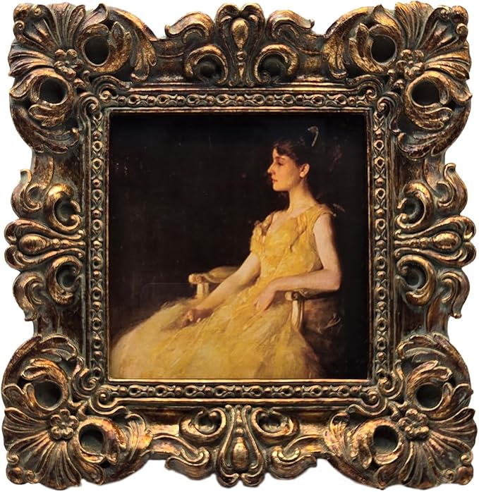 CISOO 4x4 Vintage Small Picture Frame, Antique Ornate Bronze Gold Square Photo Frame, for Table Top and Wall Display, Deco...