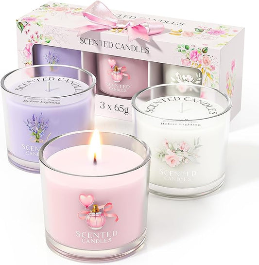 CHILLFLAME Scented Candles, Scented Candle Gift Set for Stress Relief, 3 Votive Candles for Women and Men, Birthday Candle...
