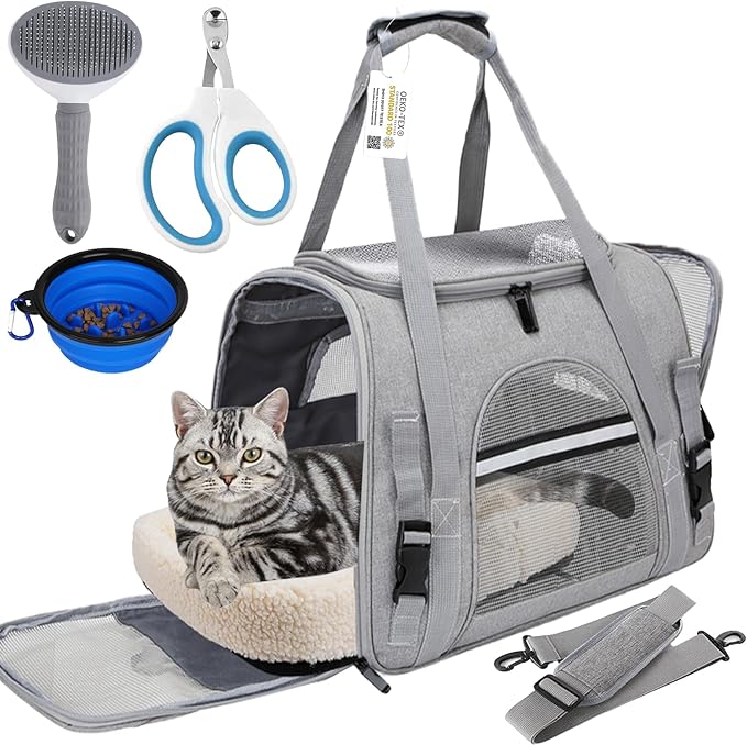 Pet Carrier Bag Airline Approved Up for Cats and Dogs Up to 20LBs, Soft Cat Carrier Dog Carrier Travel Kitten Carrier with...