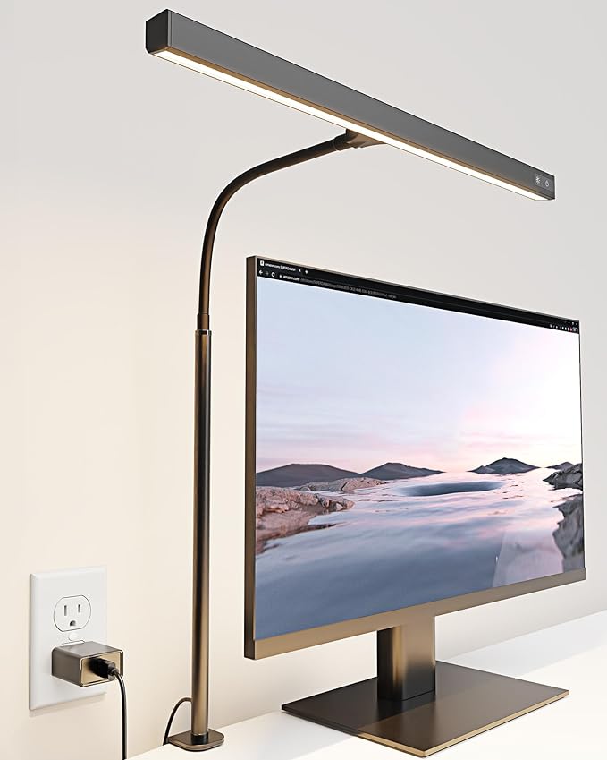 SUPERDANNY LED Desk Lamp for Office Home, Eye-Caring Desk Light with Adjustable Gooseneck, 12W Touch Control Dimmable Brig...
