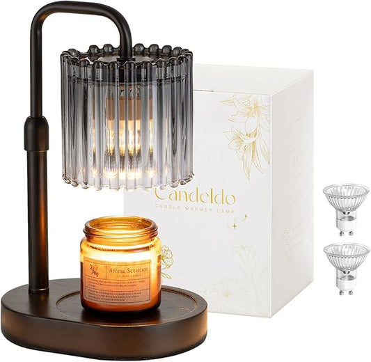 Candeldo Candle Warmer Lamp with Timer: Black Candle Warming Lamp Height Adjustable Wax Melt Warmer Dimmable Modern Farmho...
