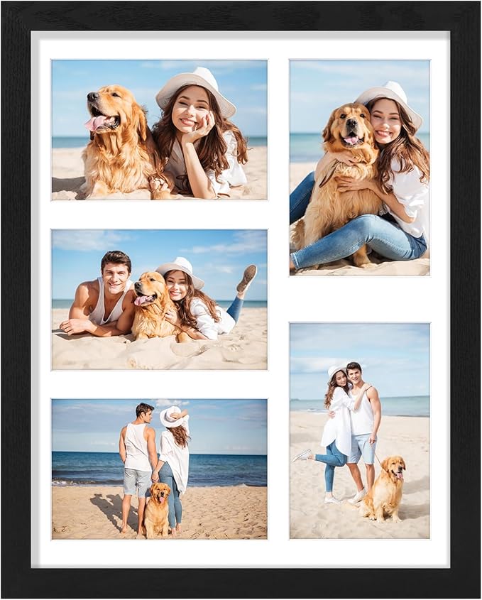Vittanly 11x14 Collage Picture Frame, Displays 5Pcs 4x6 Pictures with Mat or 1Pcs 11x14 without Mat for Wall Mounting, Pic...