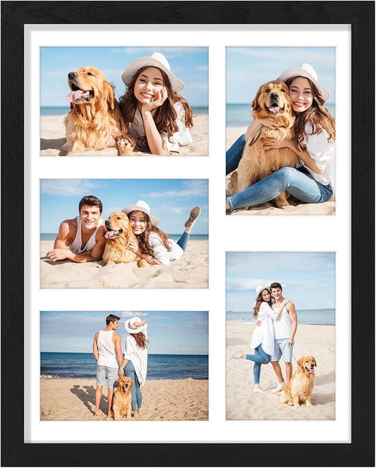 Vittanly 11x14 Collage Picture Frame, Displays 5Pcs 4x6 Pictures with Mat or 1Pcs 11x14 without Mat for Wall Mounting, Pic...