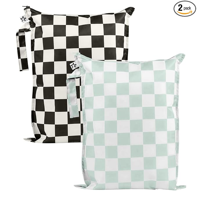 Tiny Twinkle Mess Proof Wet Bags | 2-Pack Reusable Waterproof Wet Bags for Swimsuits | Baby Clothes | Travel & Diaper Bag...