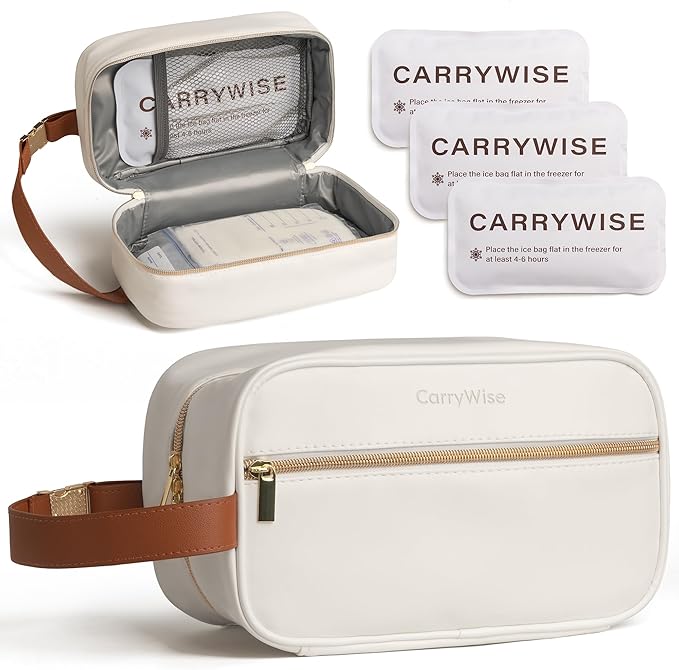 CarryWise Breast Milk Cooler Travel Bag with 3 Ice Pack, Waterproof Breastmilk Cooler Storage Bag, Portable & Versatile In...