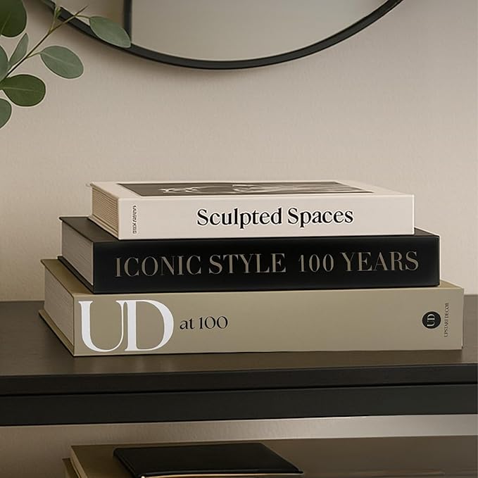 Aesthetic Decorative Books Set of 3 Designer Faux Books for Decoration to Enhance Mid Century Coffee Table Decor Bookshelf...