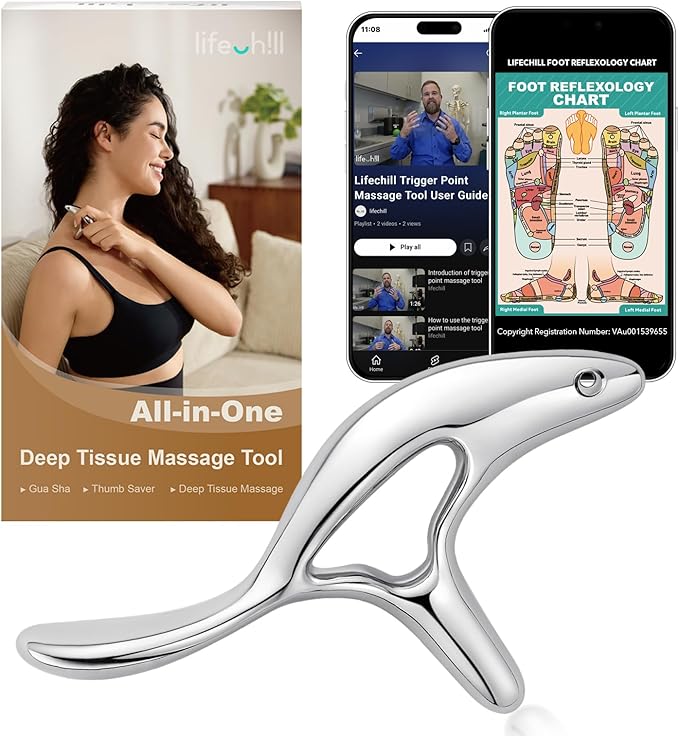 lifechill Trigger Point Massage Tool for Deep Tissue Massage & Gua Sha, HSA Muscle Scraper Tool for Full Body Pain Relief,...