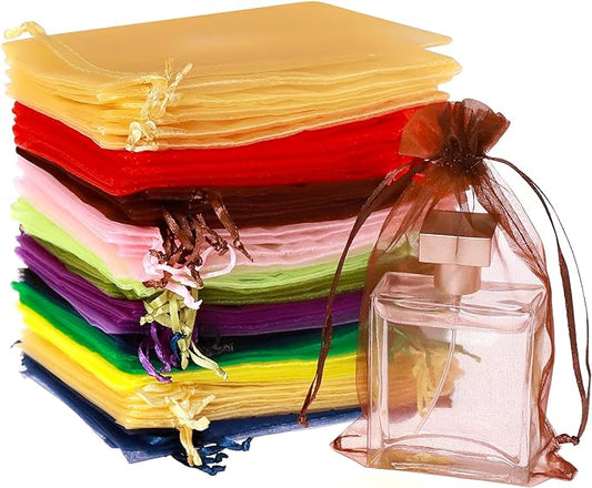 100PCS Organza Bags, 4X4.72" Wedding Favor Bags with Drawstring, Mixed Color Satin Drawstring Organza Pouch Gift Bags for ...