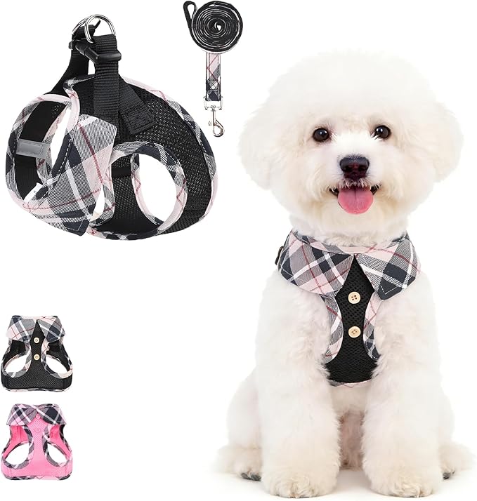 KOOLTAIL Dog Harness and Leash Set, Cute Dog Harness Medium Sized Dog, Step in No Pull Soft Mesh Pet Vest Harness Collar f...