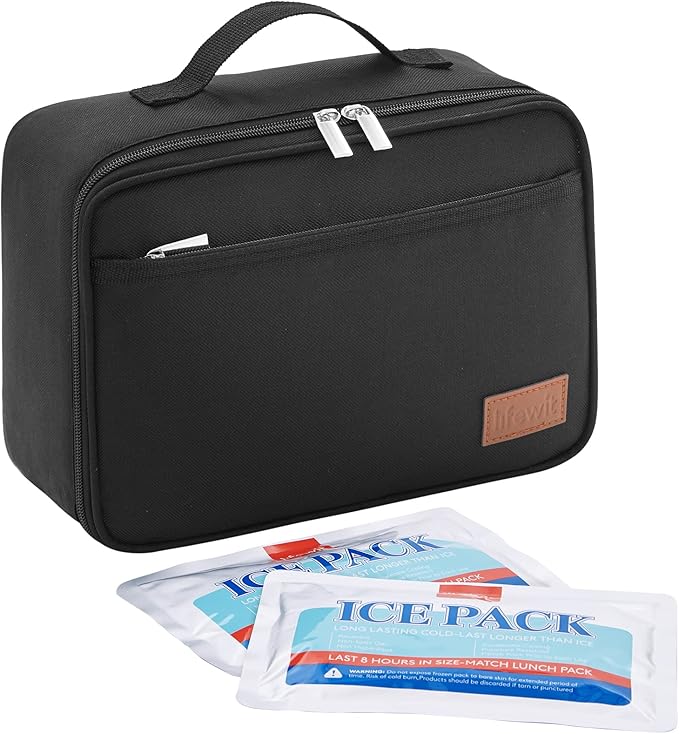 Lifewit Freezable Lunch Box, Insulated Reusable Lunch Bag with 2 Ice Packs, Mini Cooler Snack Bag for Bento Box for Salad,...
