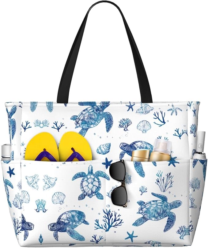 BJQ Beach Tote Bag for Women Beach Bag Waterproof and Sandproof Tote Bag with Wet Bag Large Travel Bag for Weekend Travel