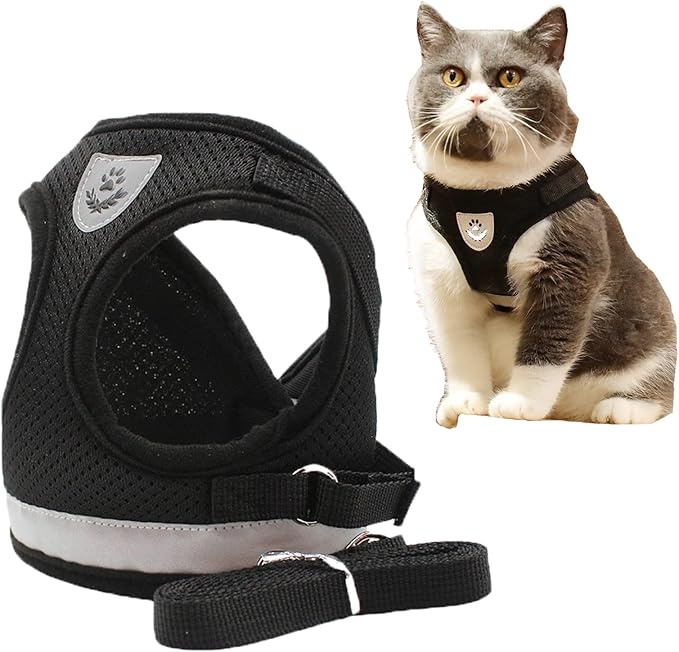 MYKOMI Comfort Step-in Cat Dog Harness and Leash Set for Puppies Cats Kitty Escape Proof Pet Vest Harnesses for Small Anim...