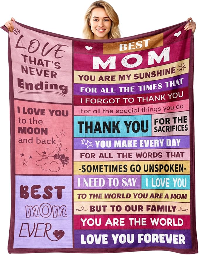 Sruemiul Mothers Day Blanket Gifts for Mom from Daughter & Son - Best Mom Ever Gifts - Presents for Moms - Mothers Day Bir...