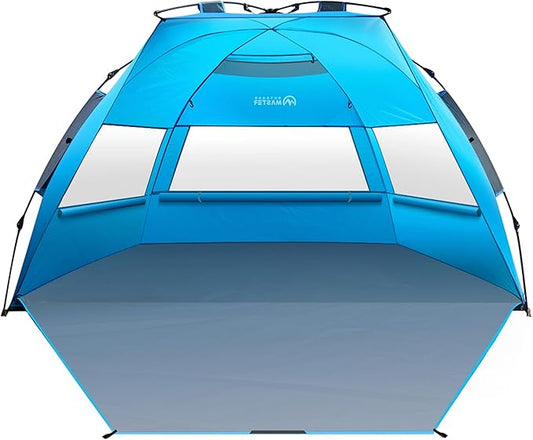 OutdoorMaster Beach Tent Sun Shelter for 3-4 Person, Pop Up Beach Tent Easy Setup with Sandbags, Portable Sun Shade Canopy...