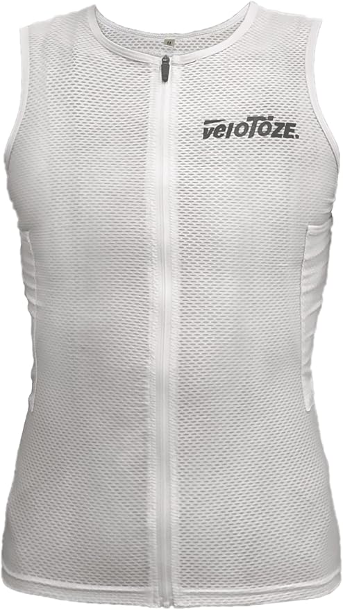 veloToze - Men's Cooling Cycling Vest, 4 reusable cooling packs included, keep cool while riding indoors and outdoors - WHITE