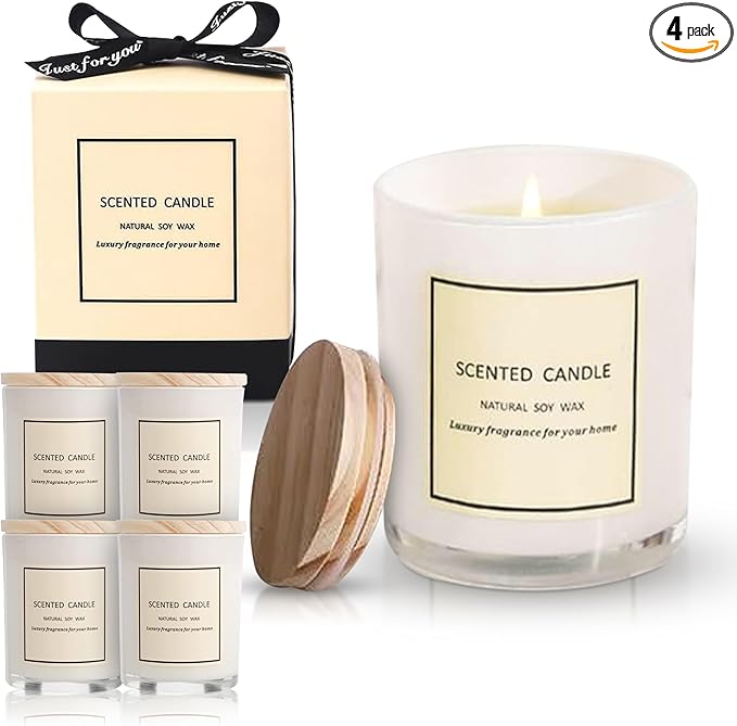 Candles Gifts for Women – 4 Pack Scented Soy Candles Gift Set with Mint, Jasmine, Rose & Caramel – Non Toxic Soy Wax Candl...