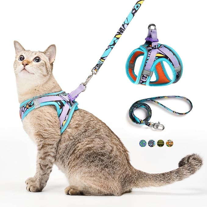 XXS Cat Harness and Leash Set for Kittens & Very Small Cats, Escape Proof Step-in Adjustable Vest, Soft Breathable Reflect...