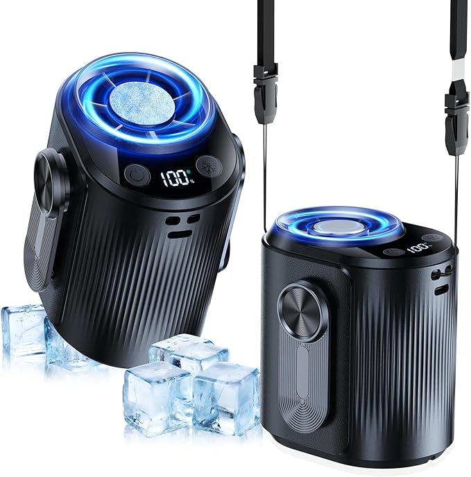 KIMMOO AI Portable Rechargeable Waist Fan with Ice Cooler, 24H Max Cooling, 100-Speed 20000RPM Turbo Cooling Battery Perso...