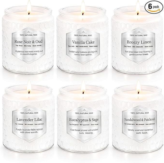 Scented Candles Gift Set for Women, 6 Pack Aromatherapy Soy Candles for Home, Long Lasting Decorative Jar Candles for Birt...