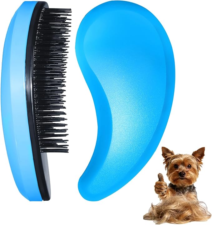 MAEELOU Small Dog Brush- Grooming Tool for Teddy, Yorkies, Maltese, Shih Tzu, Chihuahua - Puppy Hair Brush (Blue)