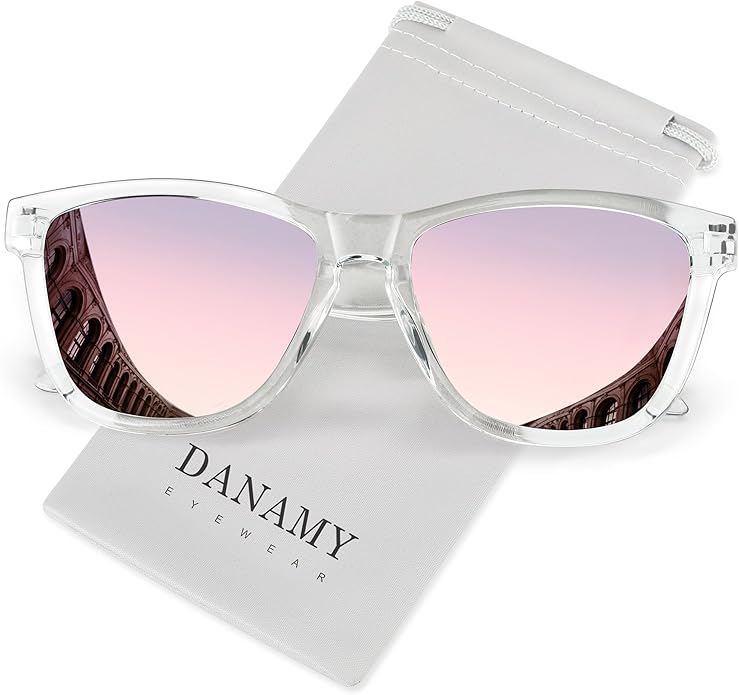 DANAMY Sunglasses Womens Polarized Sunglasses for Women Trendy Designer Mirrored UV Protection Sun Glasses