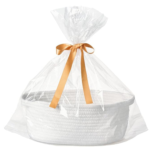 Kodomoore Small Woven Easter Basket with Gift Bag and Ribbon – Empty Burr Basket for Gifts, Baby Shower, & Birthdays – Dec...