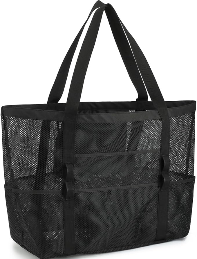 GYEUKHAM Mesh Beach Bag - Large Beach Tote Bag with Multiple Pockets for Family Beach Bag for Toys & Vacation Essentials