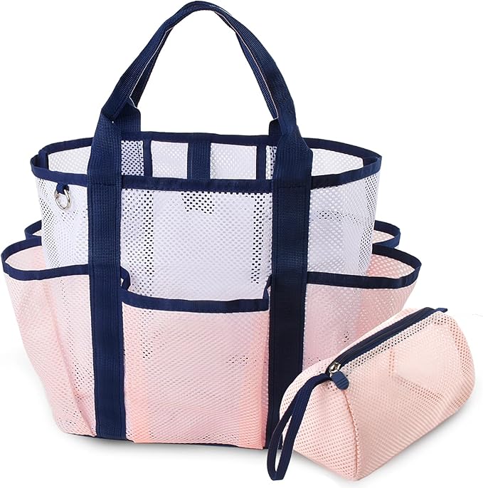 CaCTPUR Beach Bag with Cooler,Mesh Beach Bag for Women Cruise Pool,Packable Sandproof Travel Tote Bag with 8 Pockets