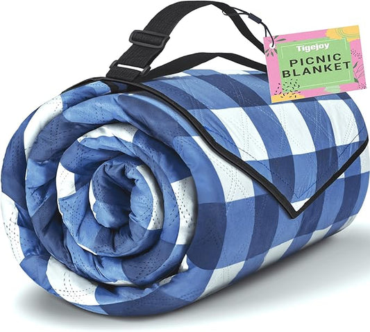 TigeJoy Extra Large Picnic Blanket Waterproof Foldable 80''x80'', Outdoor Picnic Mat Beach Blanket Sandproof for Park, Gra...