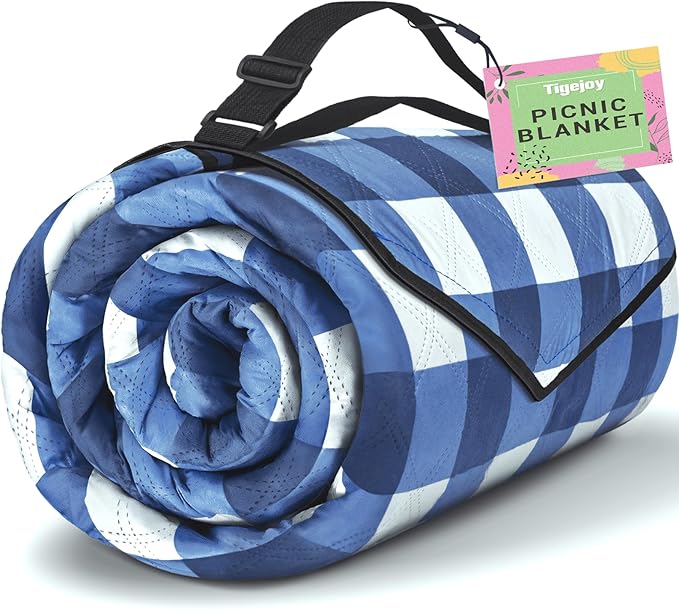 TigeJoy Extra Large Picnic Blanket Waterproof Foldable 80''x80'', Outdoor Picnic Mat Beach Blanket Sandproof for Park, Gra...