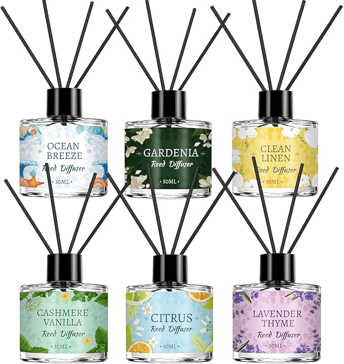 Vetuslumen 6 Pack Reed Diffuser Sets, Essential Oil Reed Diffusers for Home with 24 Sticks, Long Lasting Scent, Gift Ready...