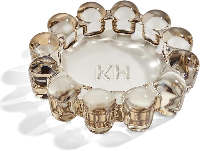 khtumeware Chic Smoky Bubble Glass Candle Dish – Modern Clear Glass Candle Holder for Tealights & Diffusers, Decorative Tr...