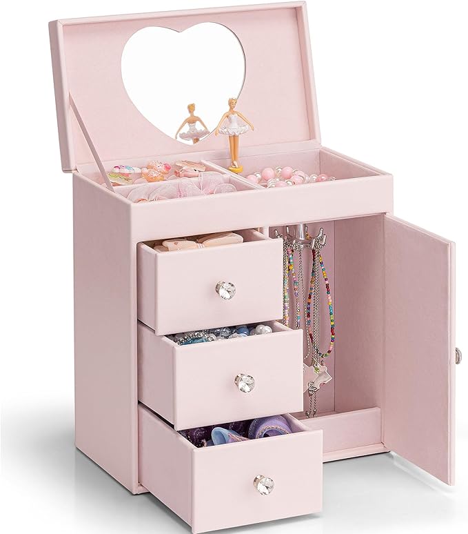 Vlando Musical Jewelry Box for Girls - Valentines Day Gift for Kid - Large Kid Music Box with Ballerina for Birthday Bedro...