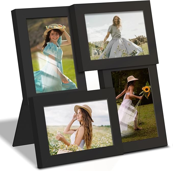 DUENPY 4x6 Collage Picture Frame Tempered Glass Front, Displays Four 4x6 Photo, Family Photo Collage Frame, Wall Decor Wal...