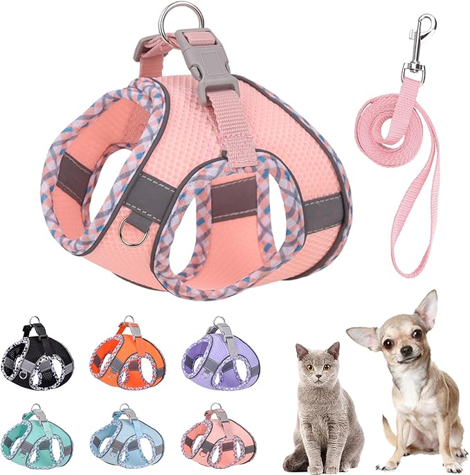 PETPUBGNZS Cute Plaid No Pull Dog Harness for Small Dogs Soft Mesh Small Dog Harness and Leash Set Easy Walk Step in Puppy...