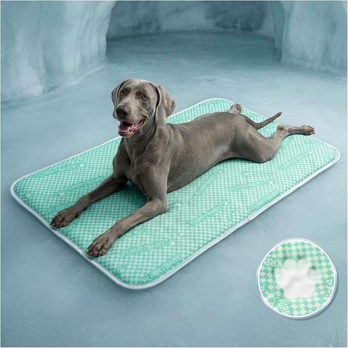 furrybaby XL Extra-Thick Dog Cooling Mat 44x32, Latest PCM Tech Endothermic Color-Changing Mat for Dogs & Cats, Long-Lasti...